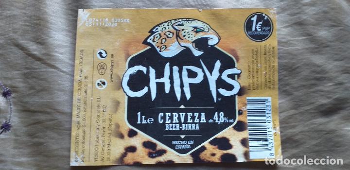 Etiquetas antiguas: CERVEZA-V9C-ETIQUETAS- 1 LITRO-CHIPYS-MADRID