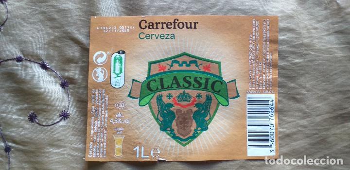 Etiquetas antiguas: CERVEZA-V9C-ETIQUETAS- 1 LITRO-CLASSIC-CARREFOUR