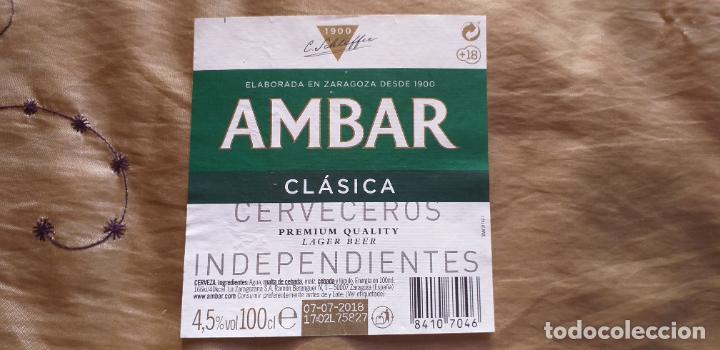 Etiquetas antiguas: CERVEZA-V9C-ETIQUETAS- 1 LITRO-AMBAR-CLASICA