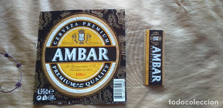 Etiquetas antiguas: CERVEZA-V9C-ETIQUETAS- 1 LITRO-AMBAR-PREMIUM