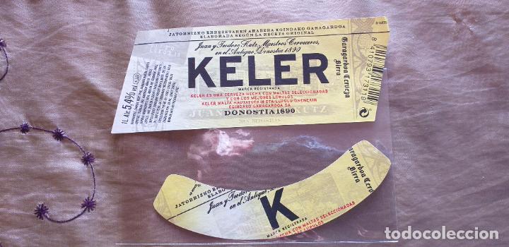 Etiquetas antiguas: CERVEZA-V9C-ETIQUETAS- 1 LITRO-KELER-DONOSTIA 1890