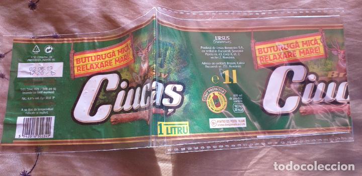 Etiquetas antiguas: CERVEZA-V9C-ETIQUETAS- 1 LITRO-CIUCAS-URSUS-RUMANIA