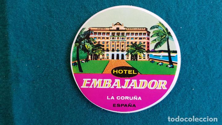 Etiquetas antiguas: ETIQUETA HOTEL EMBAJADOR - LA CORU&Ntilde;A - ESPA&Ntilde;A