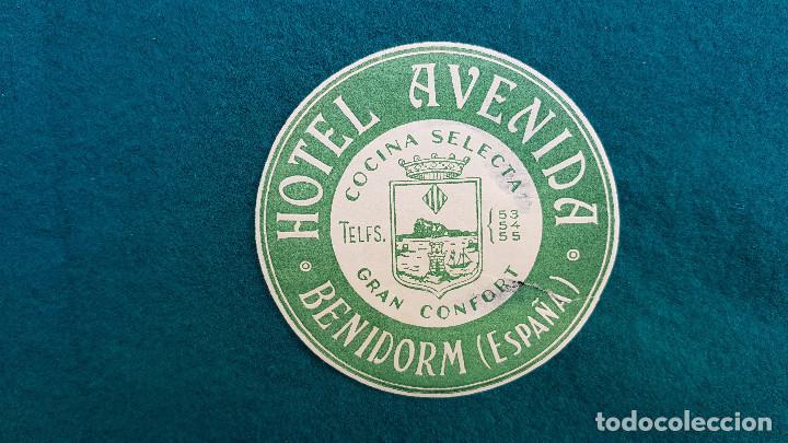 Etiquetas antiguas: ETIQUETA HOTEL AVENIDA - BENIDORM
