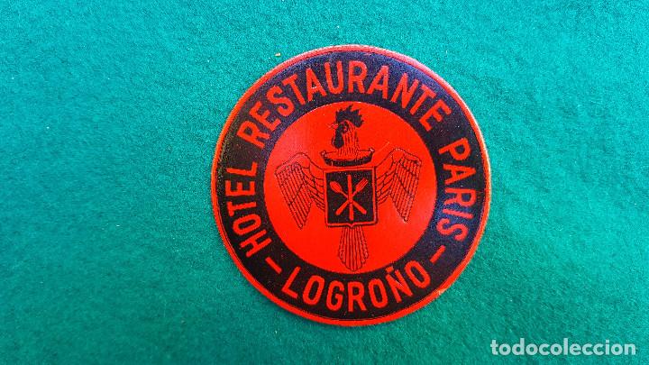 Etiquetas antiguas: ETIQUETA HOTEL RESTAURANTE PARIS - LOGRO&Ntilde;O