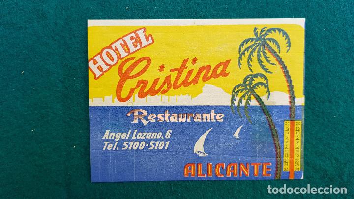 Etiquetas antiguas: ETIQUETA HOTEL RESTAURANTE CRISTINA - ALICANTE