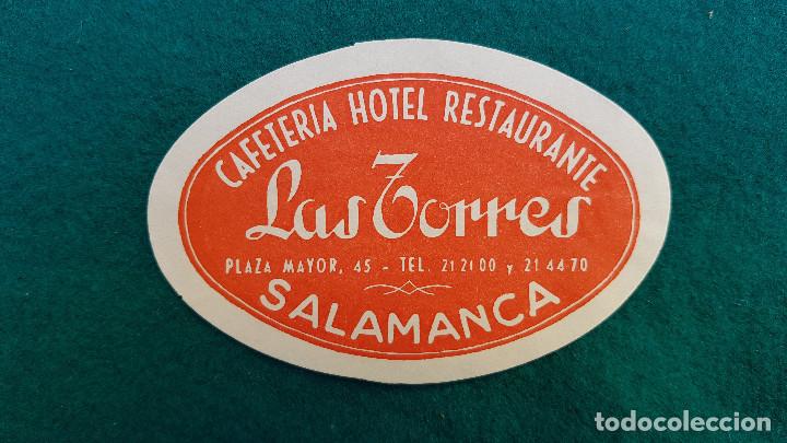 Etiquetas antiguas: ETIQUETA CAFETERIA HOTEL RESTAURANTE LAS TORRES - SALAMANCA