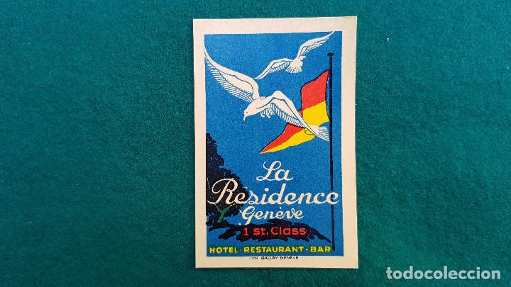 Etiquetas antiguas: ETIQUETA HOTEL RESTAURANT LA RESIDENCE - GENEVE