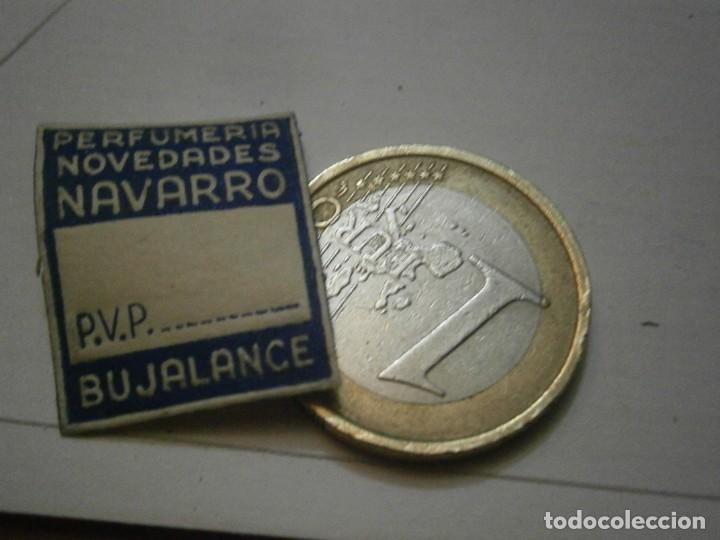 Alte Etiketten: ETIQUETA A&Ntilde;OS 40/50, PERFUMERIA NOVEDADES NAVARRO (BUJALANCE)