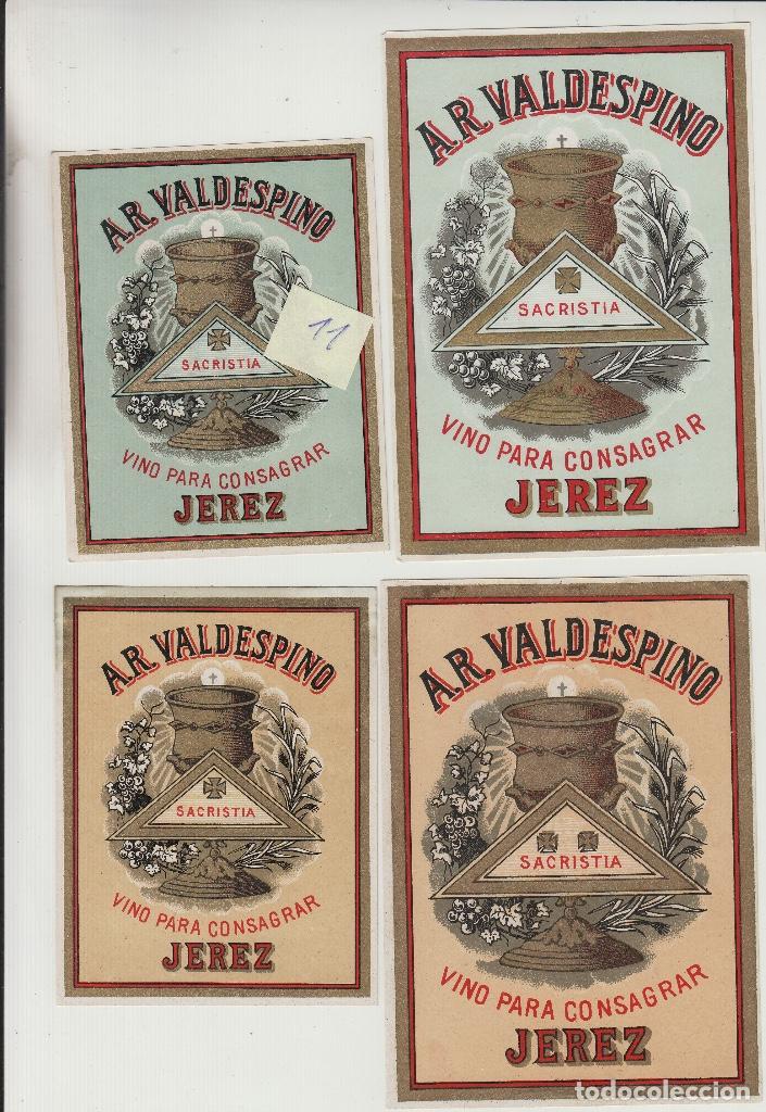 Old Labels: VALDESPINO JEREZ , VINO PARA CONSAGRAR SACRISTIA -ETIQUETA VINO