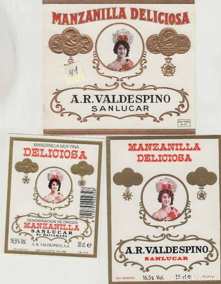 Etiquetas antiguas: VALDESPINO SANLUCAR , MANZANILLA DELICIOSA . -ETIQUETA VINO