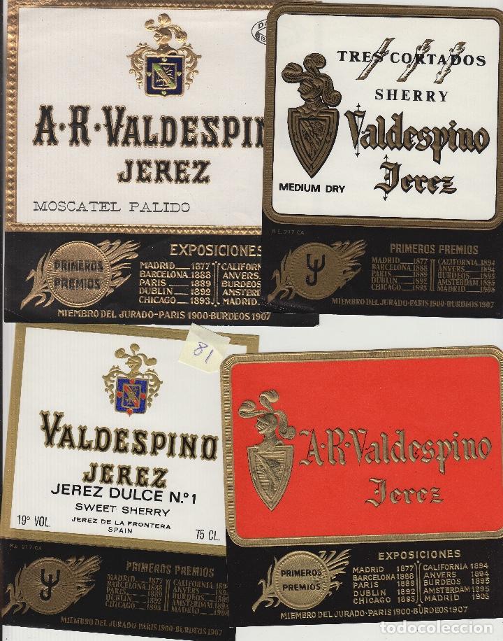 Alte Etiketten: VALDESPINO JEREZ, SHERRY exposiciones premios -ETIQUETA VINO (lote de 4 todas diferentes . ver fotos