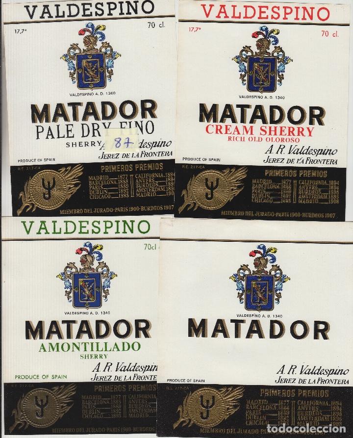 Etiquetas antiguas: VALDESPINO JEREZ, SHERRY MATADOR exposiciones premios -ETIQUETA VINO