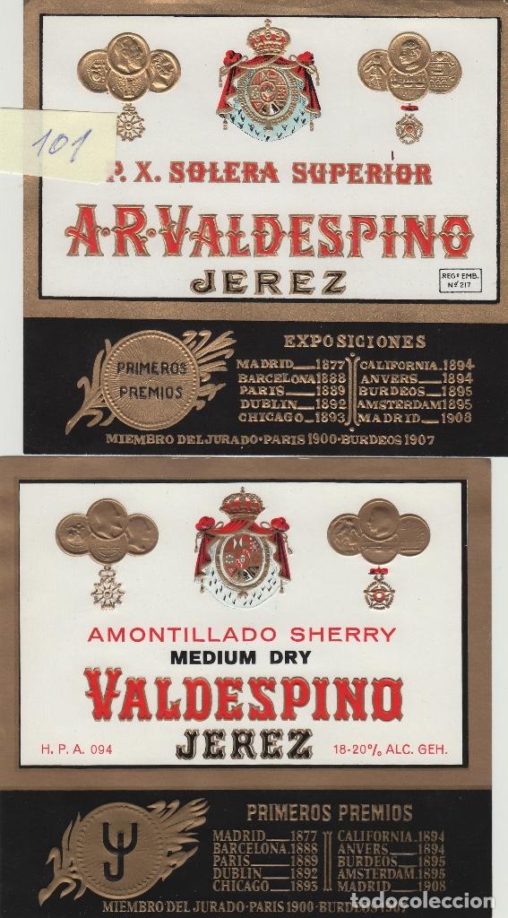 &Eacute;tiquettes anciennes: VALDESPINO JEREZ, SHERRY exposiciones premios -ETIQUETA VINO (lote de 2 todas diferentes . ver foto