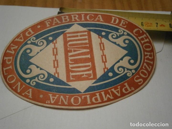 Alte Etiketten: ETIQUETA PUBLICITARIA A&Ntilde;OS 40/50, FABRICA DE CHORIZOS PAMPLONA HUALDE