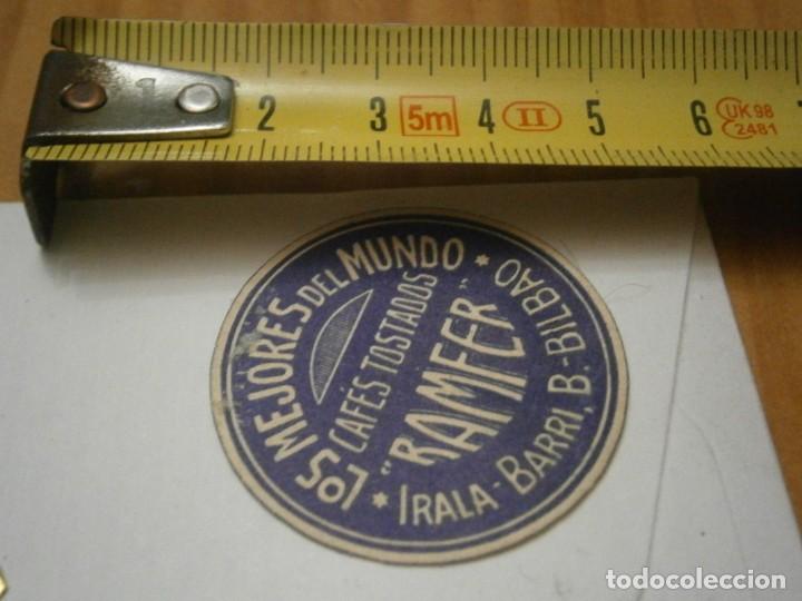 Alte Etiketten: ETIQUETA PUBLICITARIA A&Ntilde;OS 40/50, CAFES TOSTADOS RAMER (BILBAO)