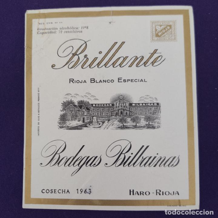 Etichette antiche: RARA ETIQUETA VINO RIOJA. PRUEBA DE IMPRENTA. BRILLANTE. 1963. BODEGAS BILBAINAS. HARO.