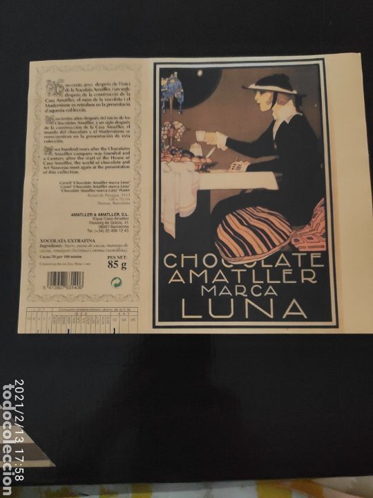 Etiquetas antiguas: Etiqueta chocolate Amatller 1797 - Foto 1