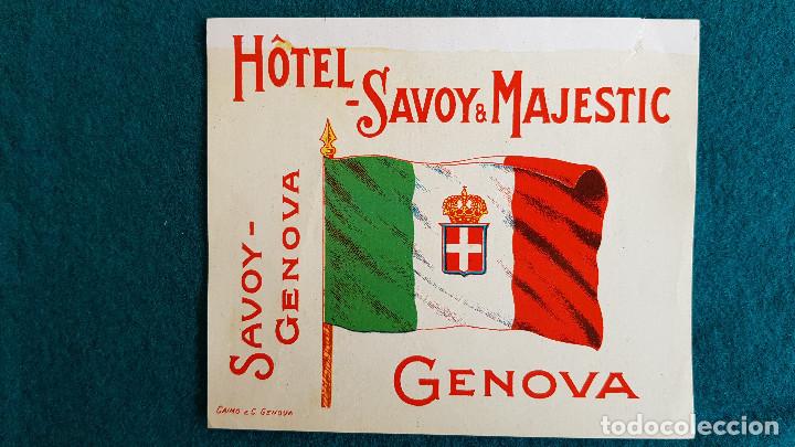 Etiquetas antiguas: ETIQUETA HOTEL SAVOY & MAJESTIC GENOVA - ITALIA