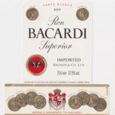 Etiquetas antiguas: ETIQUETA DE RON BACARDI SUPERIOR - BACARDI & CO.,LTD.