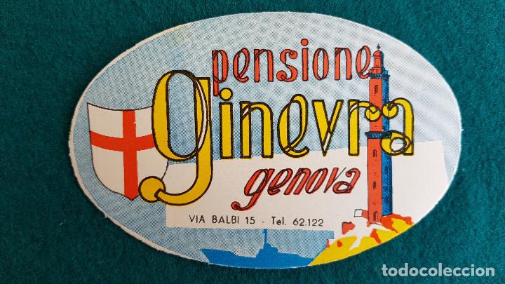 Etiquetas antiguas: ETIQUETA HOTEL PENSIONE GINEVRA GENOVA - ITALIA