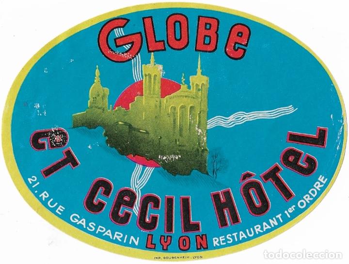 Etiquetas antiguas: ETIQUETA GLOBE ET CECIL HOTEL - LYON (FRANCIA)