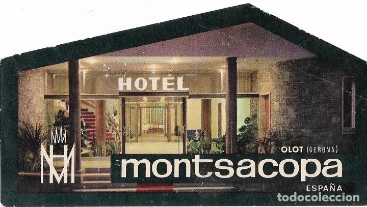 Etiquetas antiguas: ETIQUETA HOTEL MONTSACOPA - OLOT (GERONA)