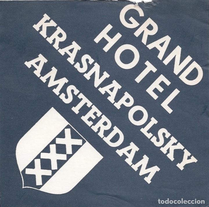 Etiquetas antiguas: ETIQUETA GRAND HOTEL KRASNAPOLSKY - AMSTERDAM (HOLANDA) 11,6 X 11,8 CM