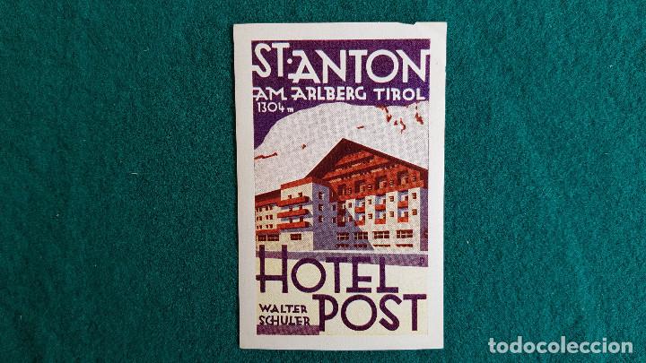 Etiquetas antiguas: ETIQUETA HOTEL POST ST. ANTON TIROL - AUSTRIA
