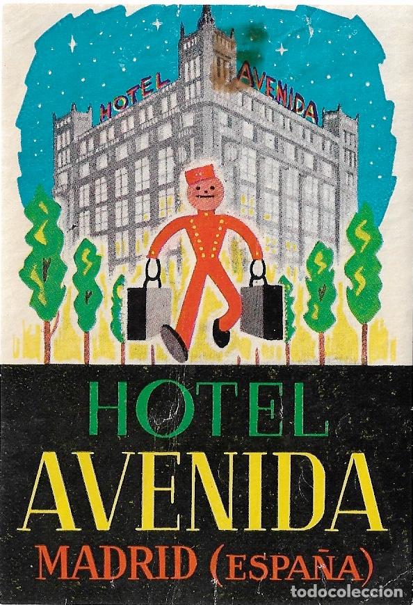 Etiquetas antiguas: ETIQUETA HOTEL AVENIDA - MADRID