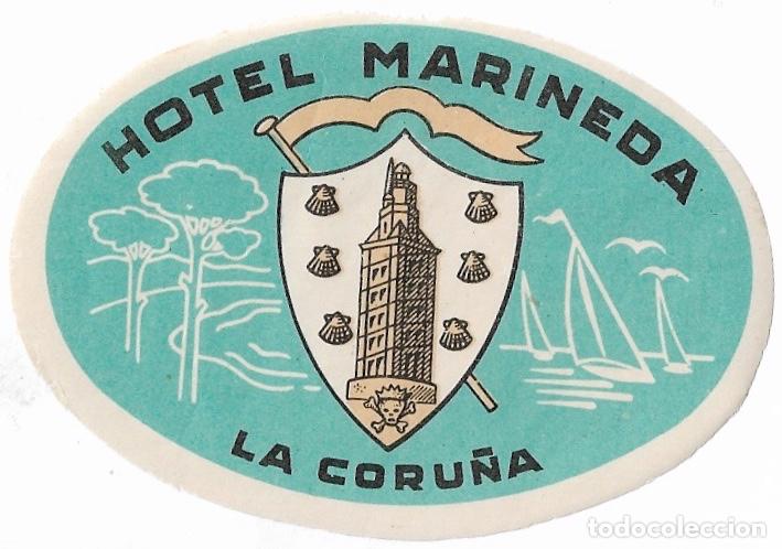 Etiquetas antiguas: ETIQUETA HOTEL MARINEDA - LA CORU&Ntilde;A