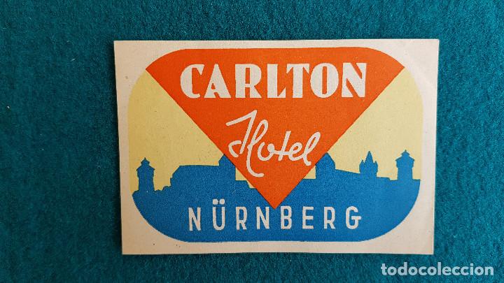 Etiquetas antiguas: ETIQUETA CARLTON HOTEL N&Uuml;RNBERG - ALEMANIA
