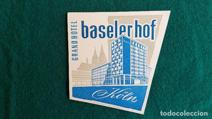 Etiquetas antiguas: ETIQUETA GRAND HOTEL BASELER HOF K&Ouml;LN - ALEMANIA