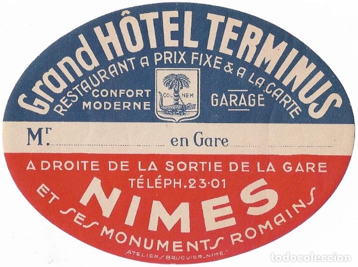 Etiquetas antiguas: ETIQUETA HOTEL TERMINUS - NIMES (FRANCIA)