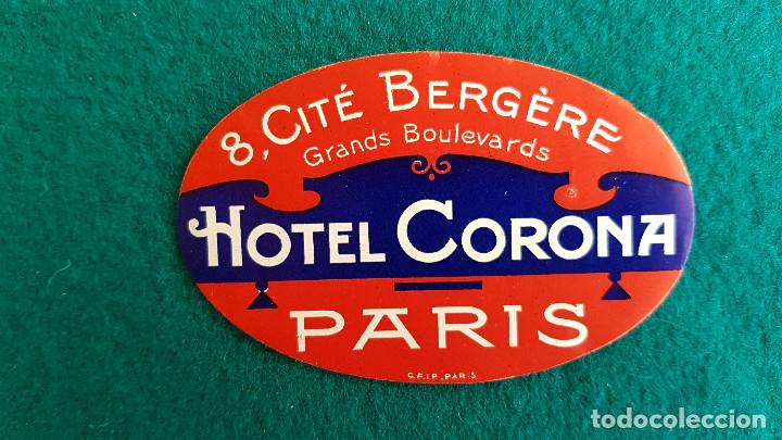 Etiquetas antiguas: ETIQUETA HOTEL CORONA PARIS - FRANCIA