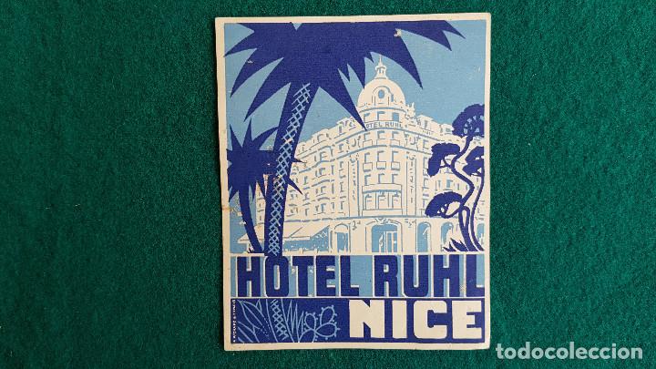 Etiquetas antiguas: ETIQUETA HOTEL RUHL NICE - FRANCIA