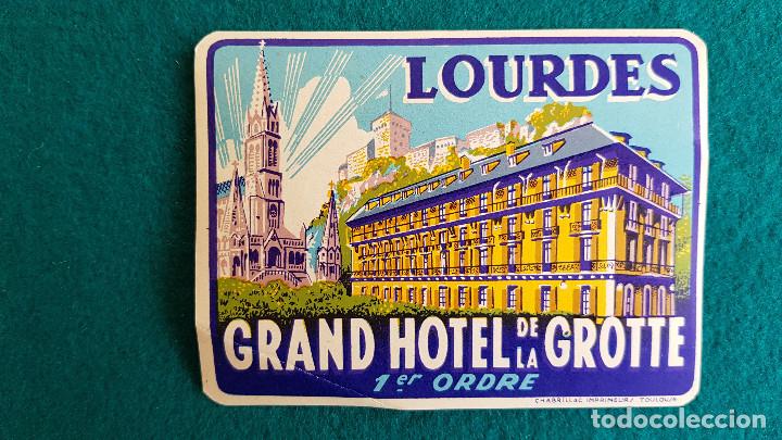 Etiquetas antiguas: ETIQUETA GRAND HOTEL DE LA GROTTE LOURDES - FRANCIA