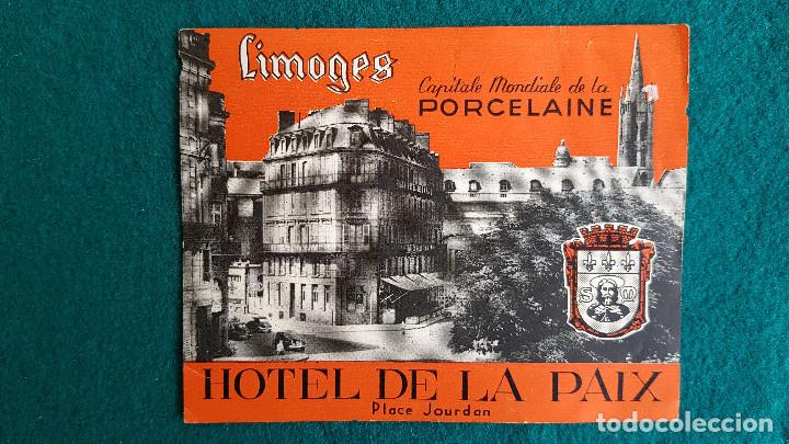Etiquetas antiguas: ETIQUETA HOTEL DE LA PAIX LIMOGES - FRANCIA