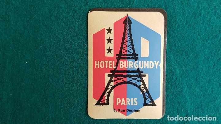 Etiquetas antiguas: ETIQUETA HOTEL BURGUNDY PARIS - FRANCIA