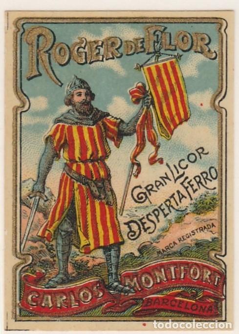 Etichette antiche: MINI ETIQUETA ORIGINAL - GRAN LICOR DESPERTAFERRO ROGER DE FLOR - CARLOS MONFORT - BARCELONA