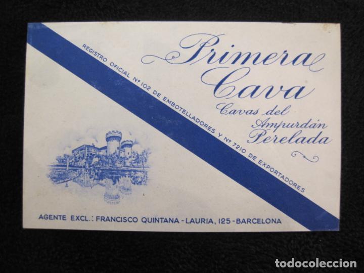 Etiquetas antigas: PERELADA-PRIMERA CAVA-ETIQUETA ANTIGUA-VER FOTOS-(77.987)