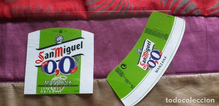 Etiquetas antiguas: CERVEZA-V9ET-4-ETIQUETAS-SAN MIGUEL-MANZANA