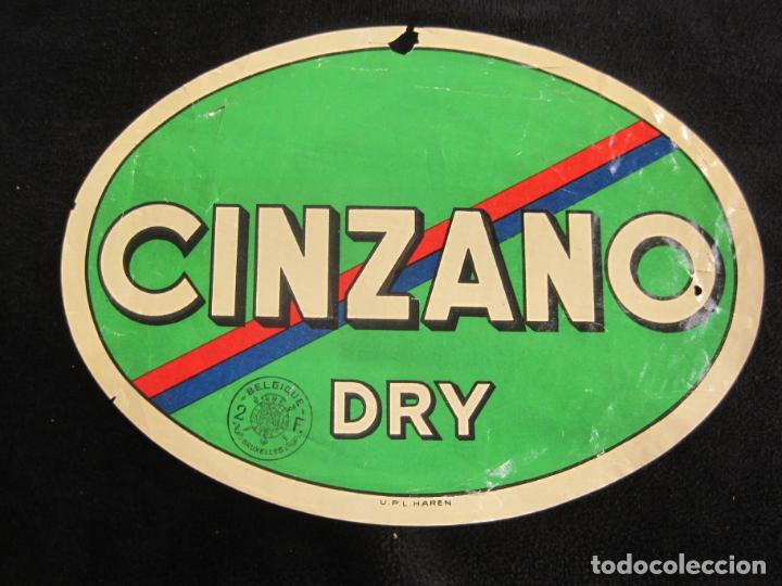 Etichette antiche: CINZANO DRY-ETIQUETA GRANDE ANTIGUA-VER FOTOS-(K-2093)