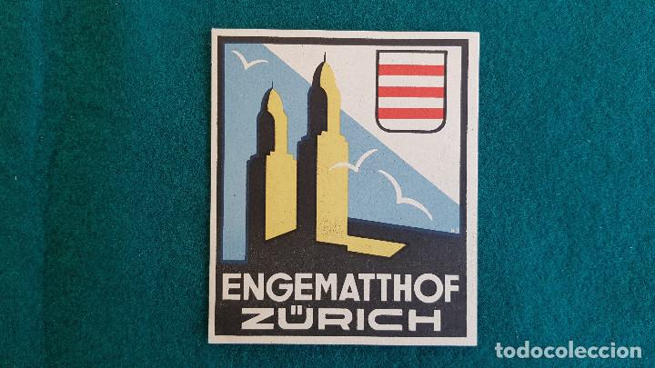 Etiquetas antiguas: ETIQUETA HOTEL ENGEMATTHOF ZURICH - SUISSE - SWITZERLAND (SUIZA)