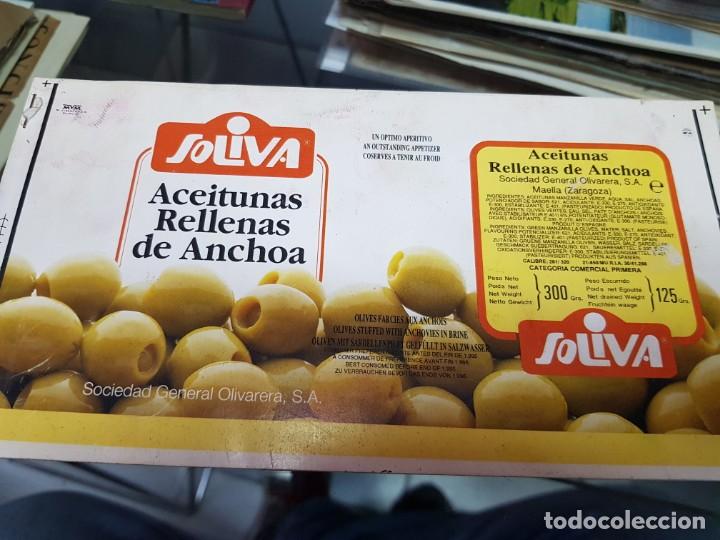 Etiquetas antigas: PRUEBA DE IMPRENTA ETIQUETA ACEITUNAS SOLIVA MAELLA ZARAGOZA
