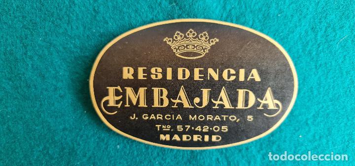Etiquetas antiguas: ETIQUETA HOTEL RESIDENCIA EMBAJADA MADRID - ESPA&Ntilde;A