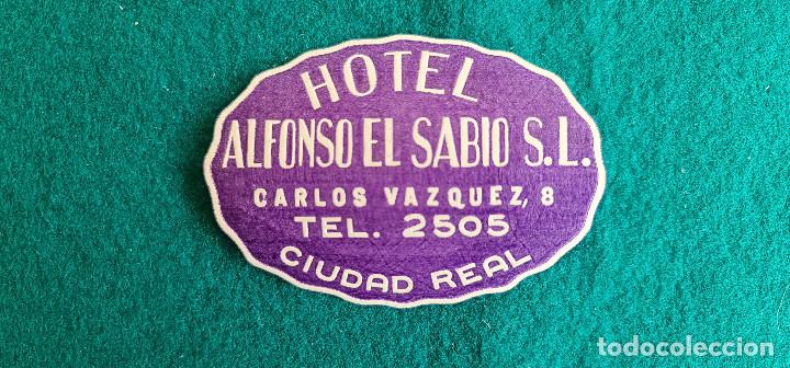 Etiquetas antiguas: ETIQUETA HOTEL ALFONSO EL SABIO S.L. CIUDAD REAL - ESPA&Ntilde;A