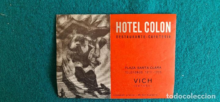 Etiquetas antiguas: ETIQUETA HOTEL COLON VICH - ESPA&Ntilde;A