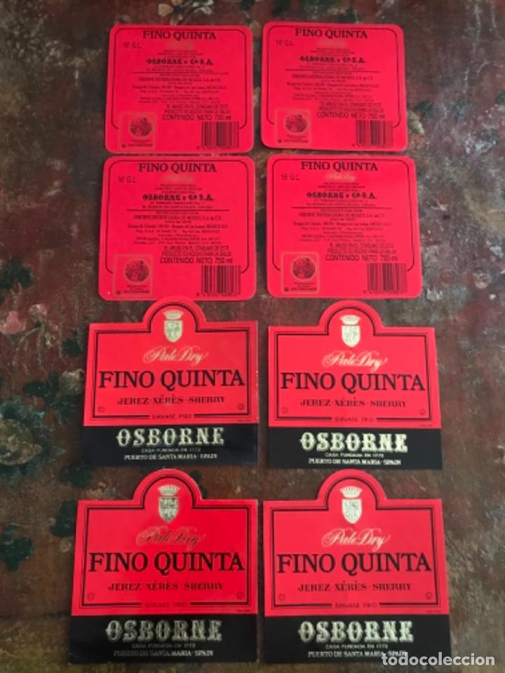 Etiquetas antiguas: 8 Etiquetas Fino Quinta Osborne. Embarque para M&eacute;xico.