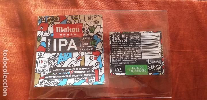 Etiquetas antiguas: CERVEZA-V9ET-II-ETIQUETAS-MAHOU-IPA-33CL